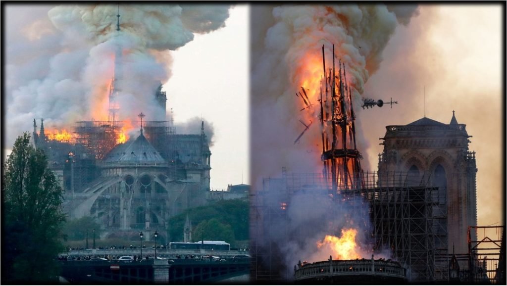 fire in Notre Dame Cathedral church
